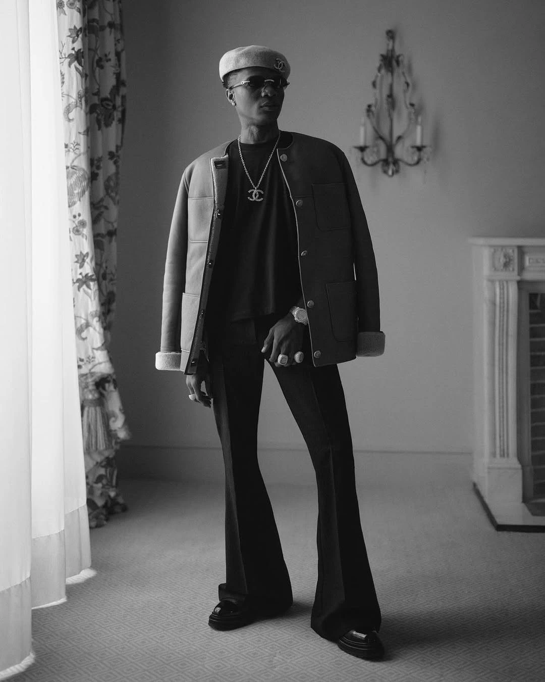 wizkid at the chanel ss25 paris fashion week
