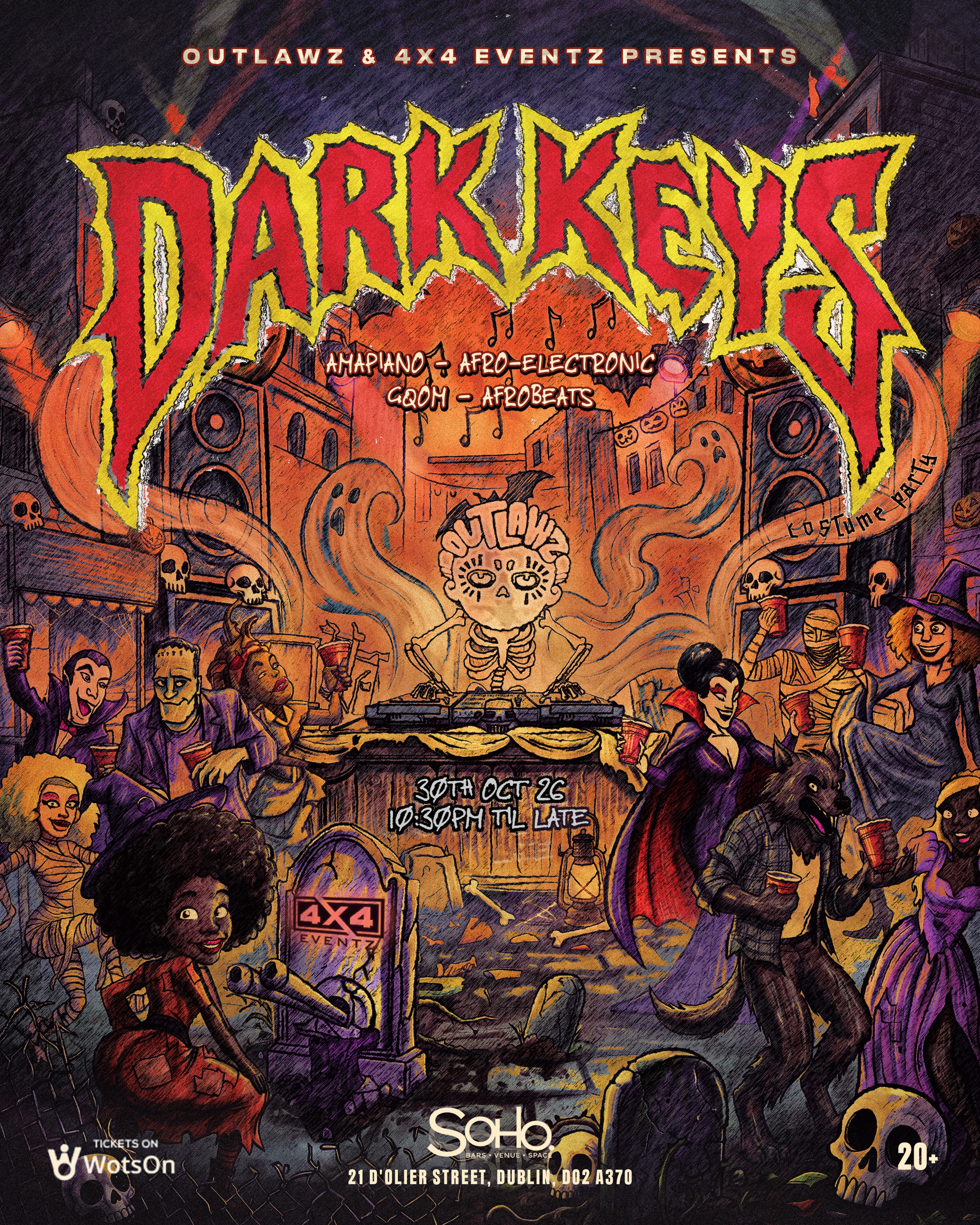 Outlawz & 4x4 Eventz present Dark Keys costume party, Soho Dublin, 30 October 2026